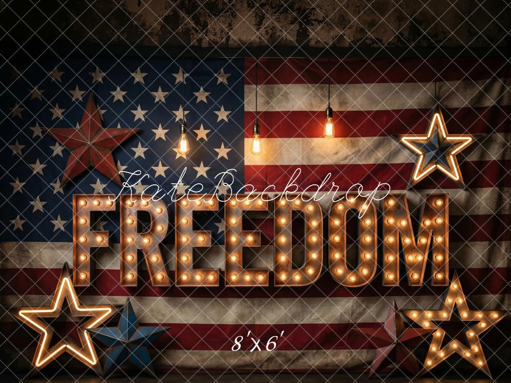 Kate Independence Day Freedom Marquee Stars Hanging Lights Printed Backdrop Designed by Patty Roberts