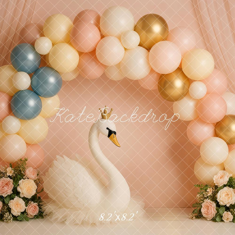 Elegant Swan Balloon Arch Backdrop