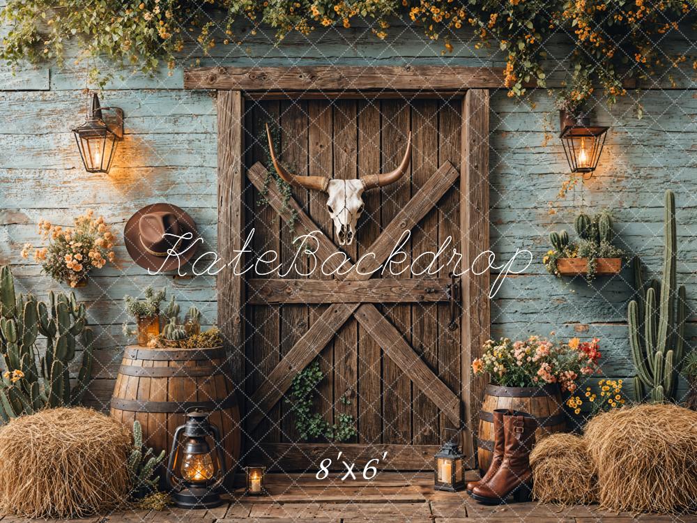 SALE Kate Western Cowboy Rustic Barn Door Backdrop Designed by Emetselch
