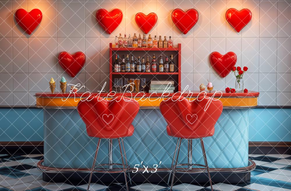 Kate Valentine Bar Retro Heart Backdrop Designed by Emetselch