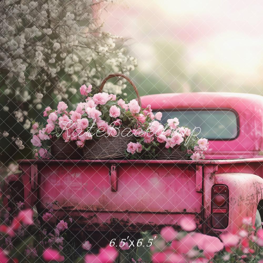 Valentine Pink Truck Flower Garden Foto Achtergrond Designed by Patty Roberts