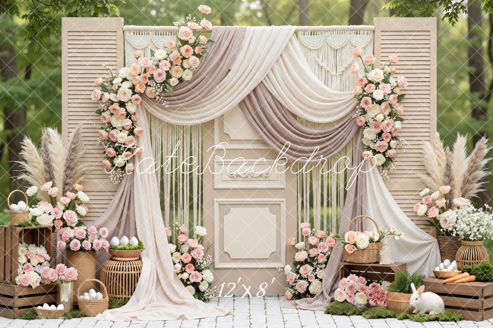 Kate Easter Bunny Pastel Flower Arch Rustic Door Backdrop Designed by Mini MakeBelieve