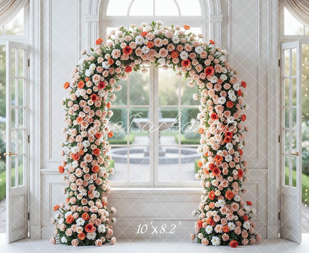 Kate Spring Flower Arch White Room Windows Backdrop Designed by Mini MakeBelieve