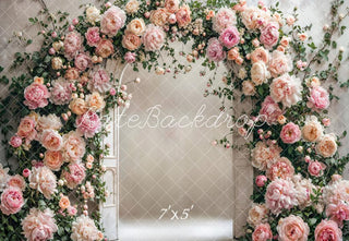 Kate Garden Flower Arch Pink Printed Backdrop Designed by Emetselch