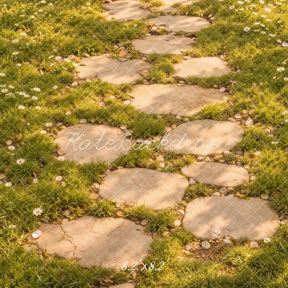 Kate Spring Garden Stepping Stone Path Wildflowers Floor Printed Backdrop Designed by Kate Image