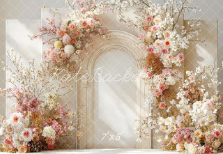 Kate Spring Flower Arch Cream Floral Door Frame Printed Backdrop Designed by Emetselch