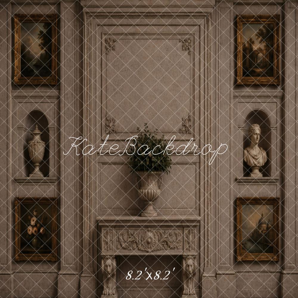 Kate Vintage Wall Fireplace Paintings Sculptures Printed Backdrop Designed by Vertigo Productions