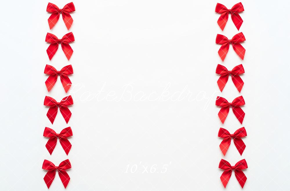 Kate Red Bow Border White Floor Backdrop Designed by Patty Roberts