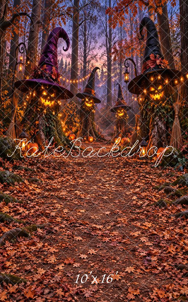 Kate Sweep Halloween Witch Hat Pumpkin Forest Printed Backdrop Designed by Vertigo Productions
