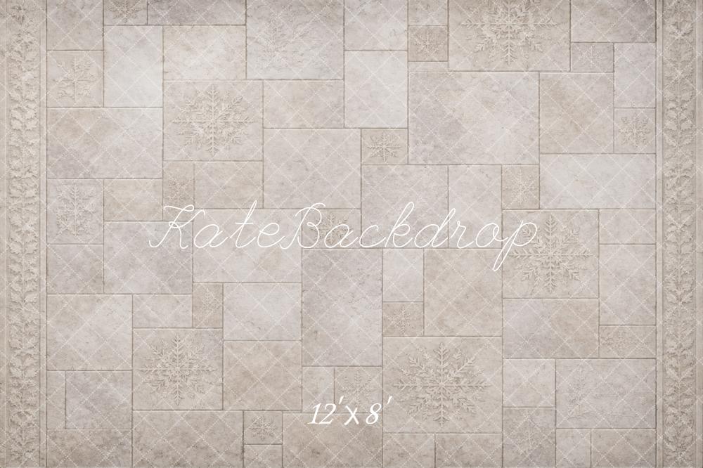 Kate Neutral Snowflake Tile Floor Printed Backdrop Designed by Vertigo Productions