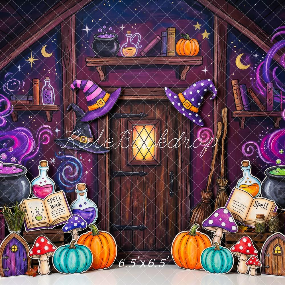 Kate Halloween Witch Potion Lab Cauldron Room Kids Printed Backdrop Designed by Patty Roberts