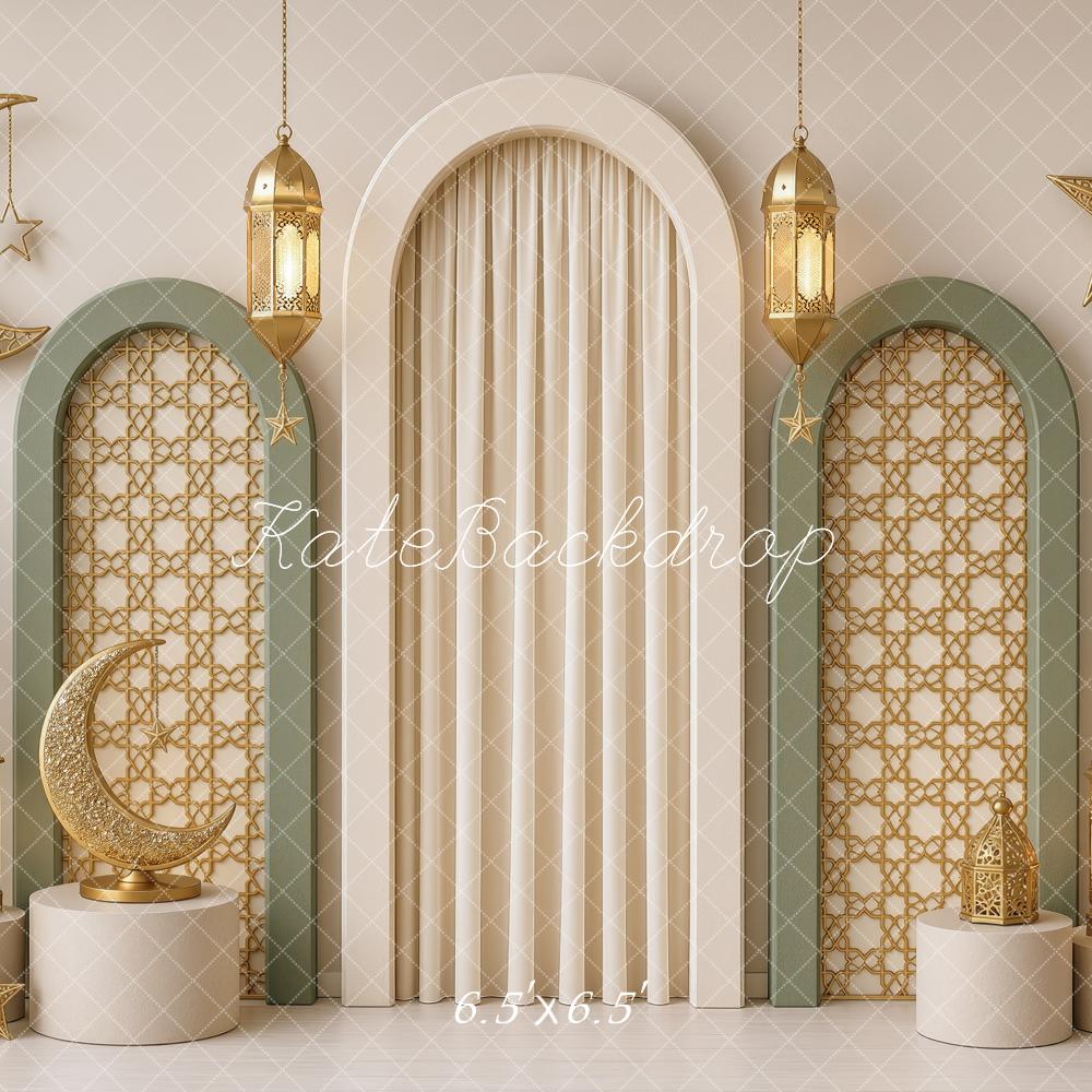 Kate Ramadan Crescent Moon Islamic Muslim Arch Lanterns Printed Backdrop Designed by Ashley Ward