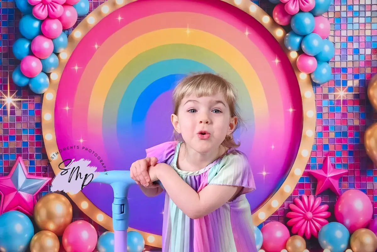 Verjaardag Roller Girl Skate Rainbow Foto Achtergrond Designed by Ashley Paul