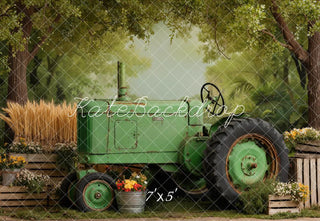 Kate Summer Tractor Wheat Crates Trees Printed Backdrop Designed by Emetselch