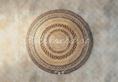 Boho Gedrukt Cirkelvormig Jute Tapijt Vloer Foto Achtergrond Designed by Mini MakeBelieve