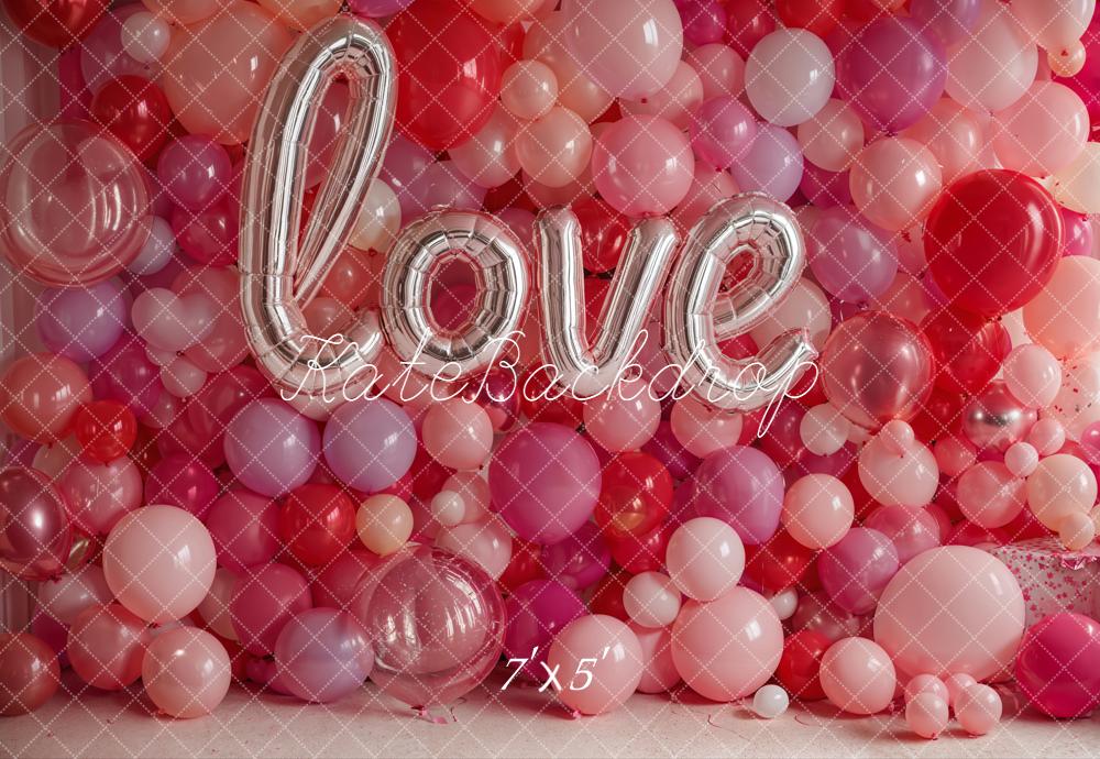 Kate Valentines Love Balloon Wall Pink Red Backdrop Backdrop Designed by Emetselch