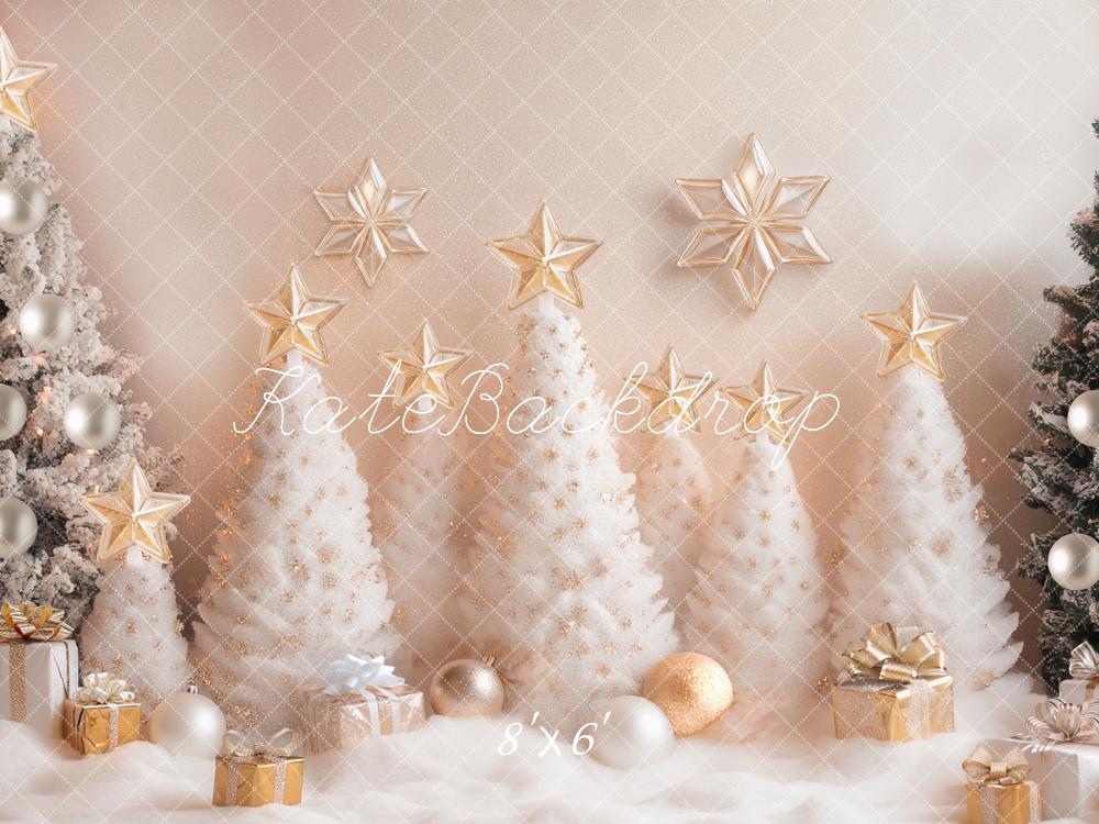 Kate Christmas Trees Stars Pink Backdrop Designed by Mini MakeBelieve