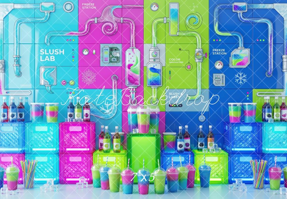 Kate Colorful Slush Lab Rainbow Drinks Science Wall Printed Backdrop Designed by Patty Roberts