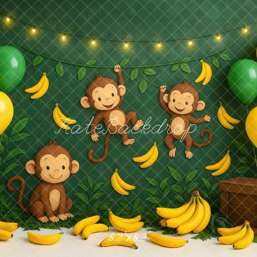 Playful Monkey Jungle Party Backdrop