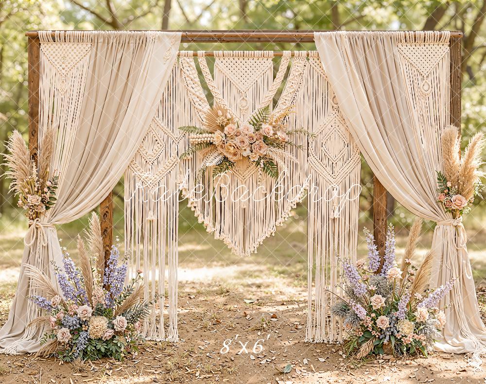 Kate Mother's Day Boho Macrame Floral Arch Backdrop Designed by Emetselch