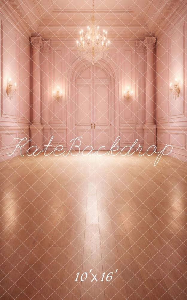 Kate Sweep Pink Elegant Mansion Doors Chandelier Printed Backdrop Designed by Vertigo Productions