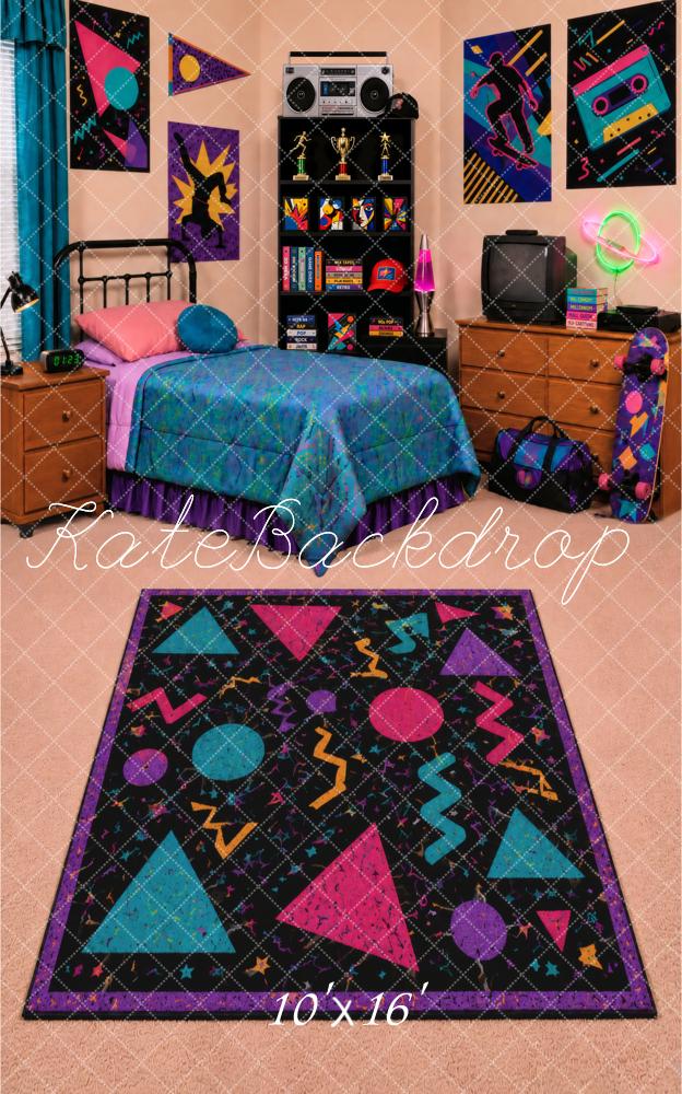 Kate Sweep Retro 90s Teen Geometric Bedroom Printed Backdrop Designed by Vertigo Productions