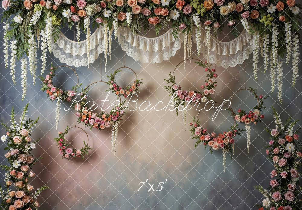 Kate Spring Flower Arch Floral Hoop Lace Drapes Backdrop Designed by Mini MakeBelieve