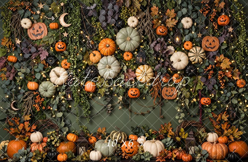 Kate Halloween Pumpkin Foliage Wall Leaves Printed Backdrop Designed by Patty Roberts