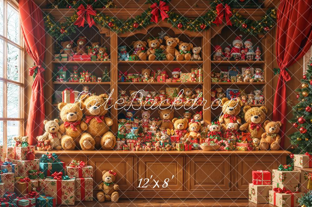 Kate Christmas Teddy Bear Shelf Gifts Indoor Backdrop Designed by Emetselch