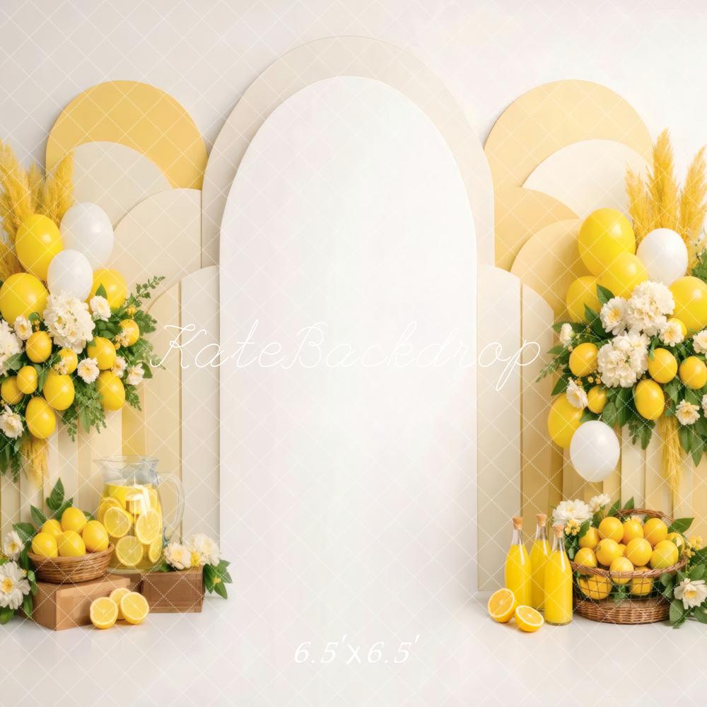 TEST Kate Summer Lemon Flower Arch Balloon Yellow Printed Backdrop Designed by Vertigo Productions