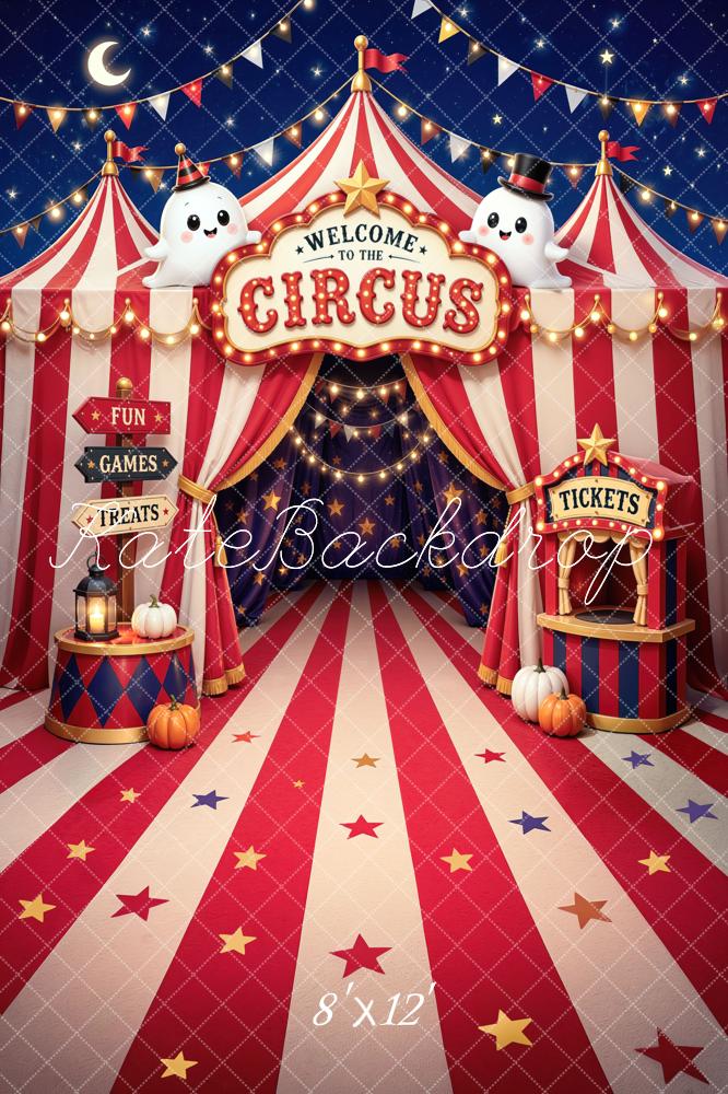 Kate Halloween Circus Tent Trunk or Treat Ghosts Printed Backdrop Designed by Mini MakeBelieve