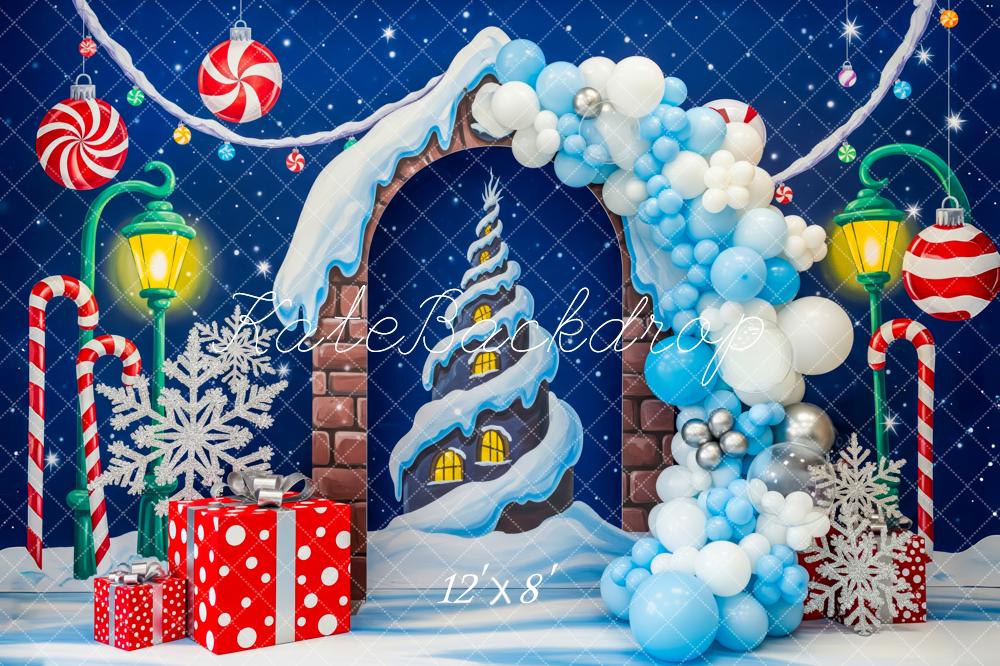 Kate Christmas Balloon Arch Snowflake Candy Cane Whoville Backdrop Designed by Patty Roberts