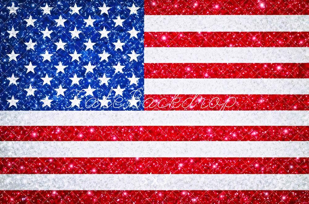 Kate Glitter American Flag Stars and Stripes Backdrop Designed by Mini MakeBelieve
