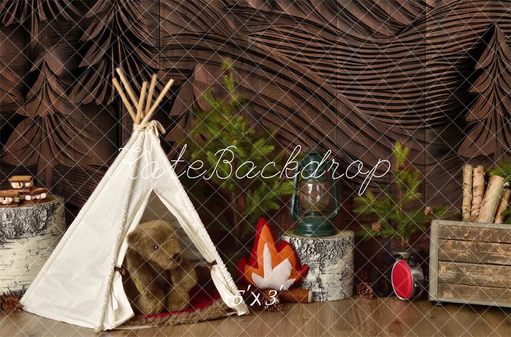 Kate Camping Forest Teepee Carved Wall Backdrop Designed by Mandy Ringe Photography
