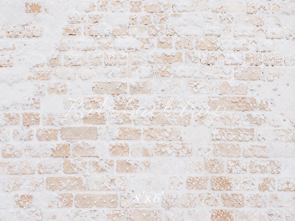 Kate Winter White Vintage Snow Brick Floor Printed Backdrop Designed by Kate Image