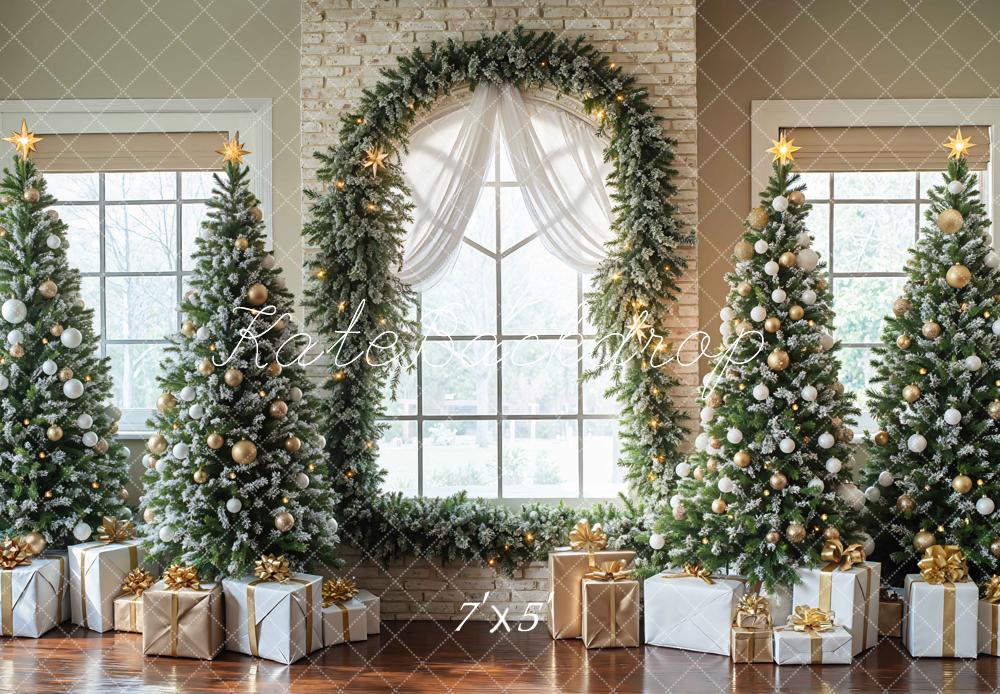 Kate Christmas Tree Garland Gifts Arch Window Backdrop Designed by Mini MakeBelieve