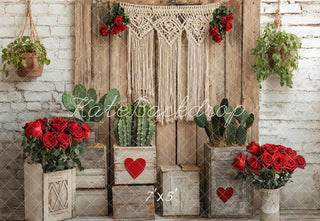 Sfondo Rustico Boho Floreale Cactus Designed by Emetselch
