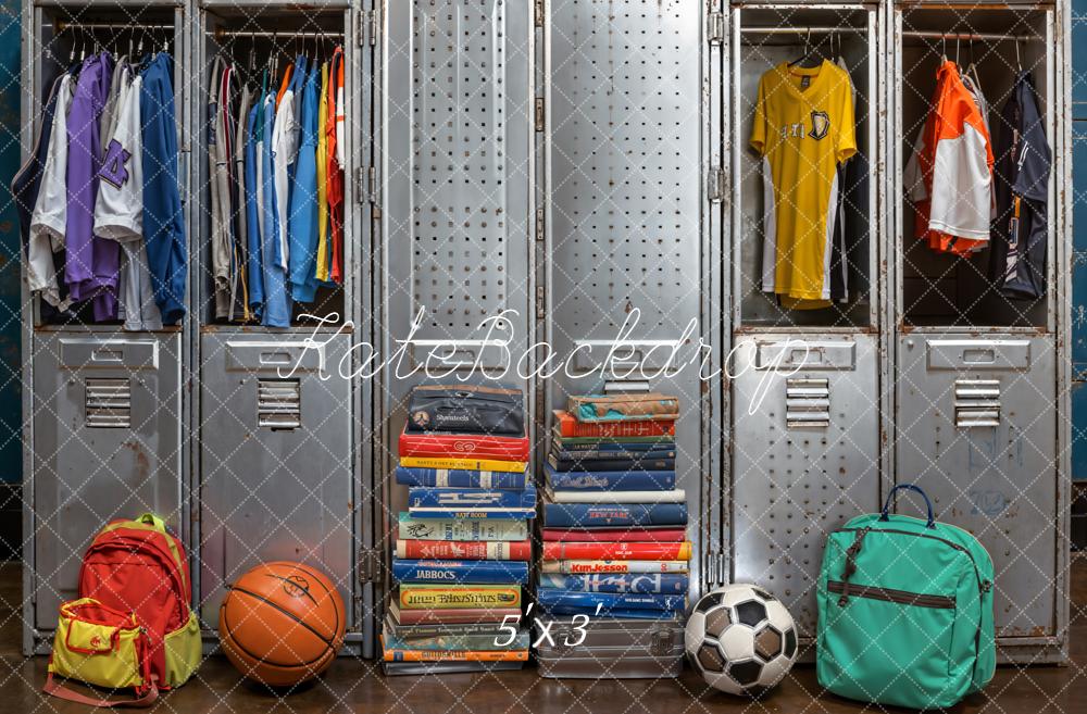 Kate Back To School Lockers Sports Books Backpacks Backdrop Designed by Emetselch