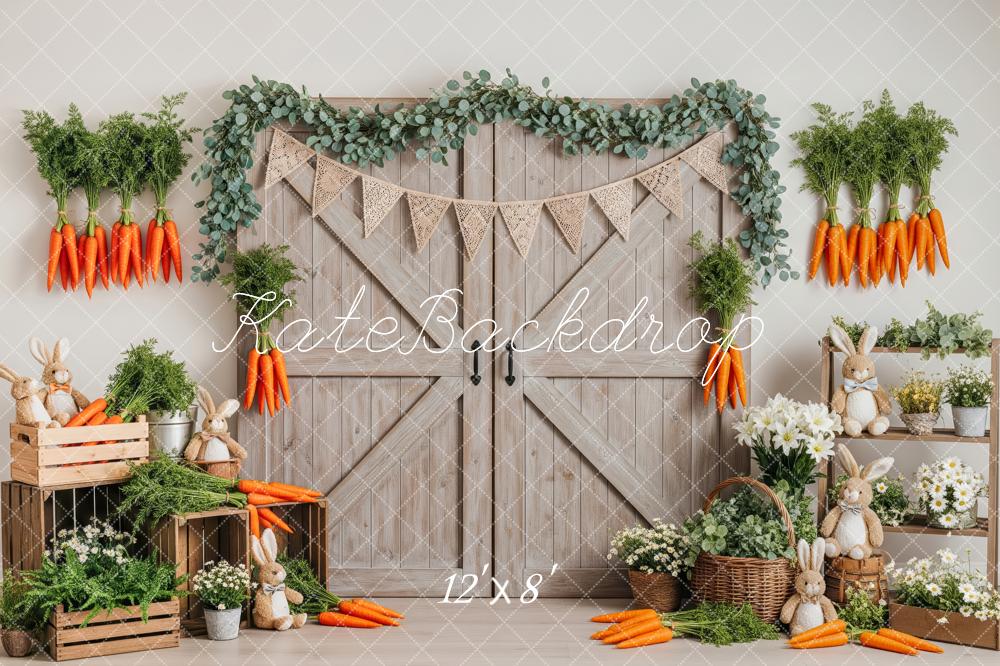 Kate Easter Bunny Carrot Barn Door Backdrop Designed by Patty Roberts