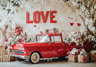 Sfondo Vintage Auto Fiori Giorno di San Valentino Design di Patty Roberts