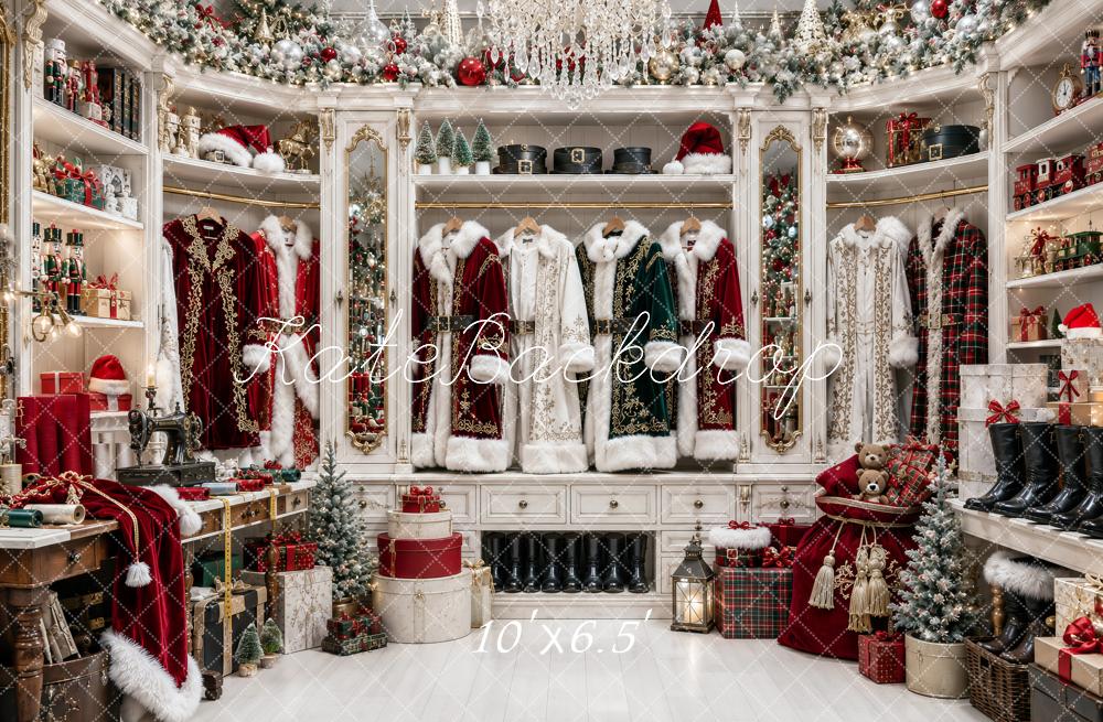 Kate Christmas Santa Wardrobe Boutique Printed Backdrop Designed by Ashley Paul
