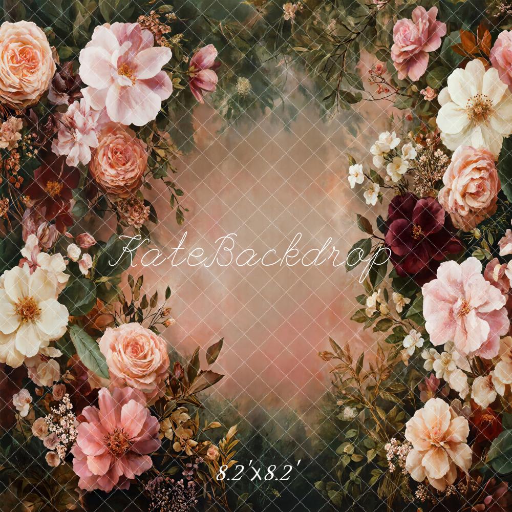 Kate Blush Pink Floral Frame Backdrop Designed by GQ