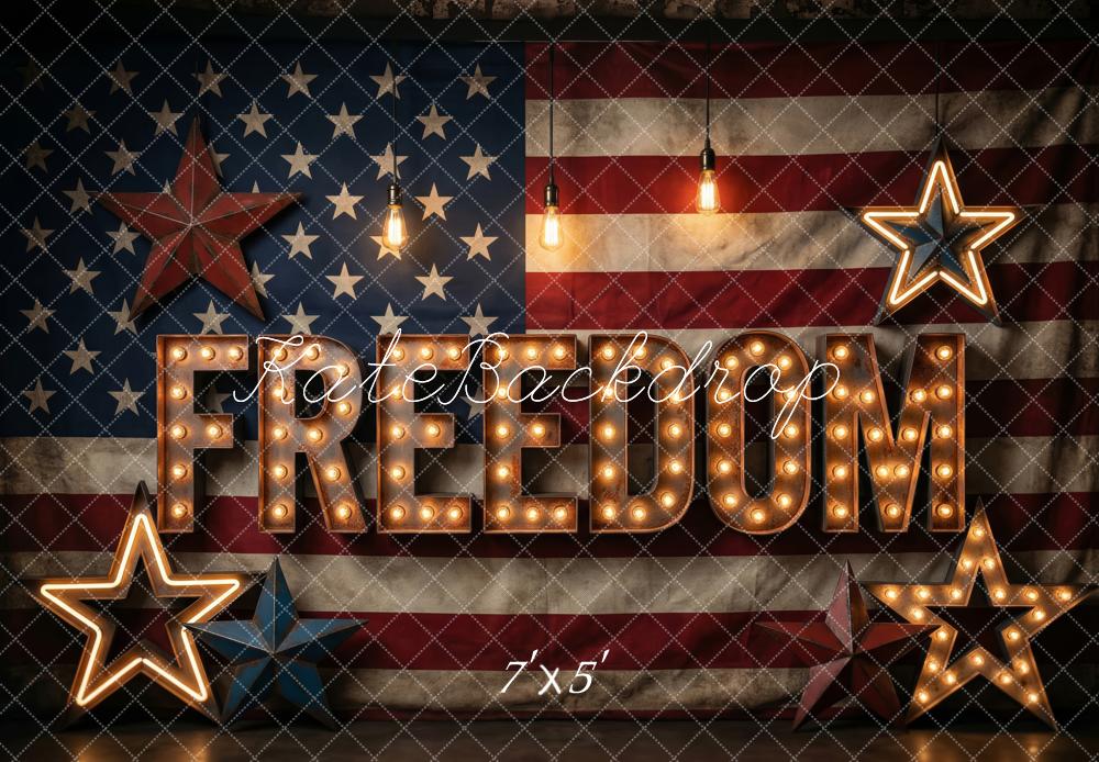 Kate Independence Day Freedom Marquee Stars Hanging Lights Printed Backdrop Designed by Patty Roberts