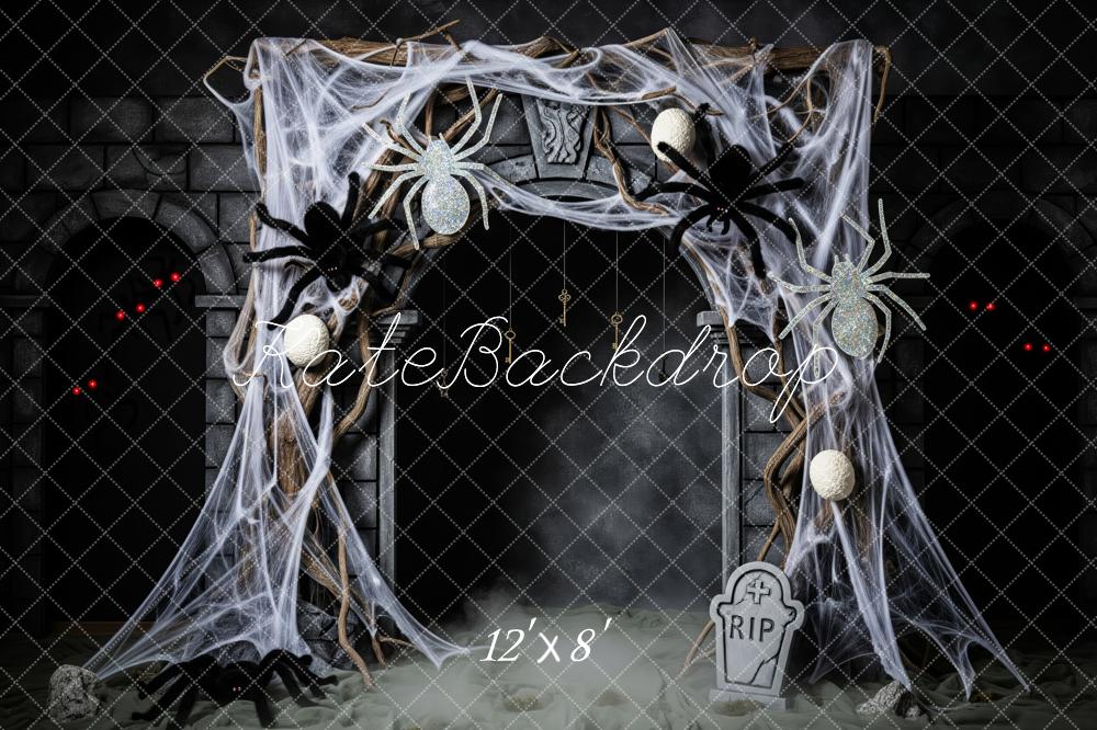 Kate Halloween Spider Web Cave Arch Tombstone Backdrop Designed by Patty Roberts