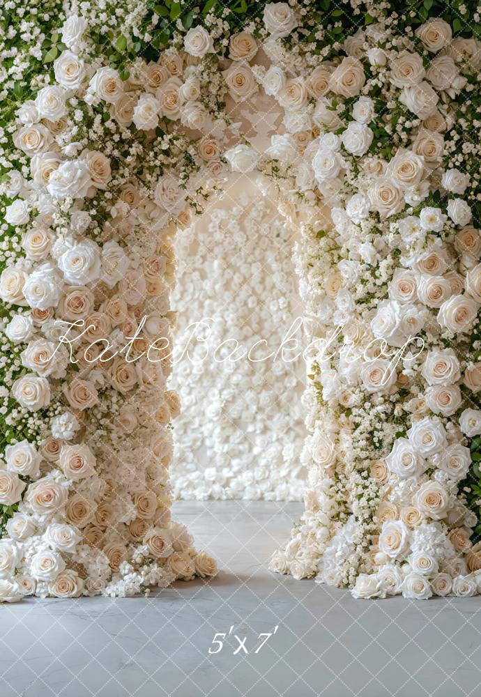Elegant Ivory Rose Arch Floral Backdrop