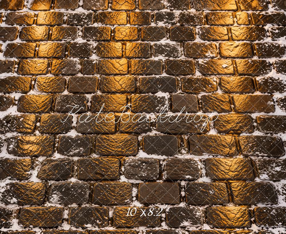 Kate Winter Night Snowy Brick Floor Printed Backdrop Designed by Kate Image