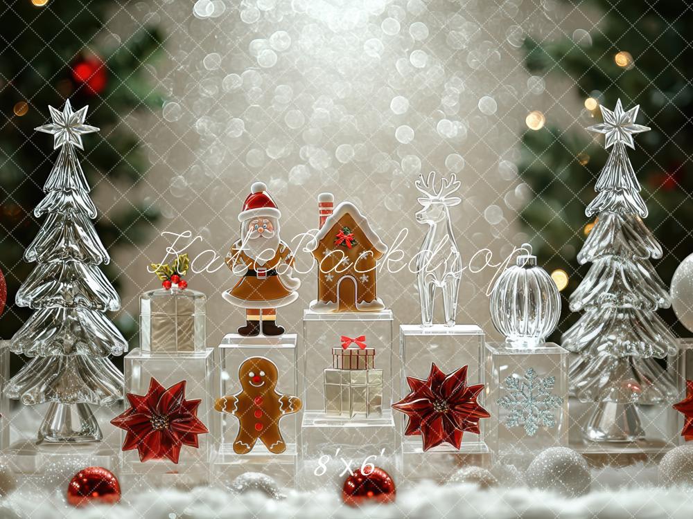 Kate Christmas Glass Trees Gingerbread Santa Backdrop Designed by Mini MakeBelieve