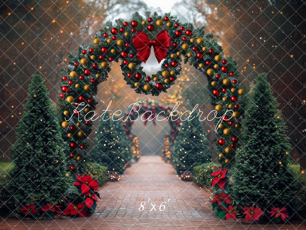 Kate Christmas Garland Arch Trees Pathway Backdrop Designed by Mini MakeBelieve