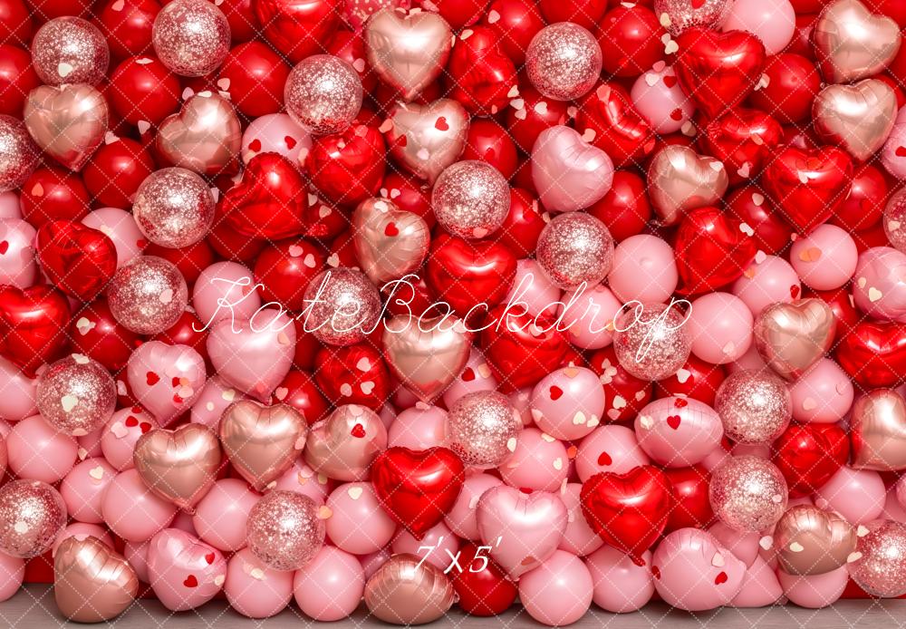 Kate Valentine's Day Heart Balloons Red Pink Backdrop Designed by Patty Roberts