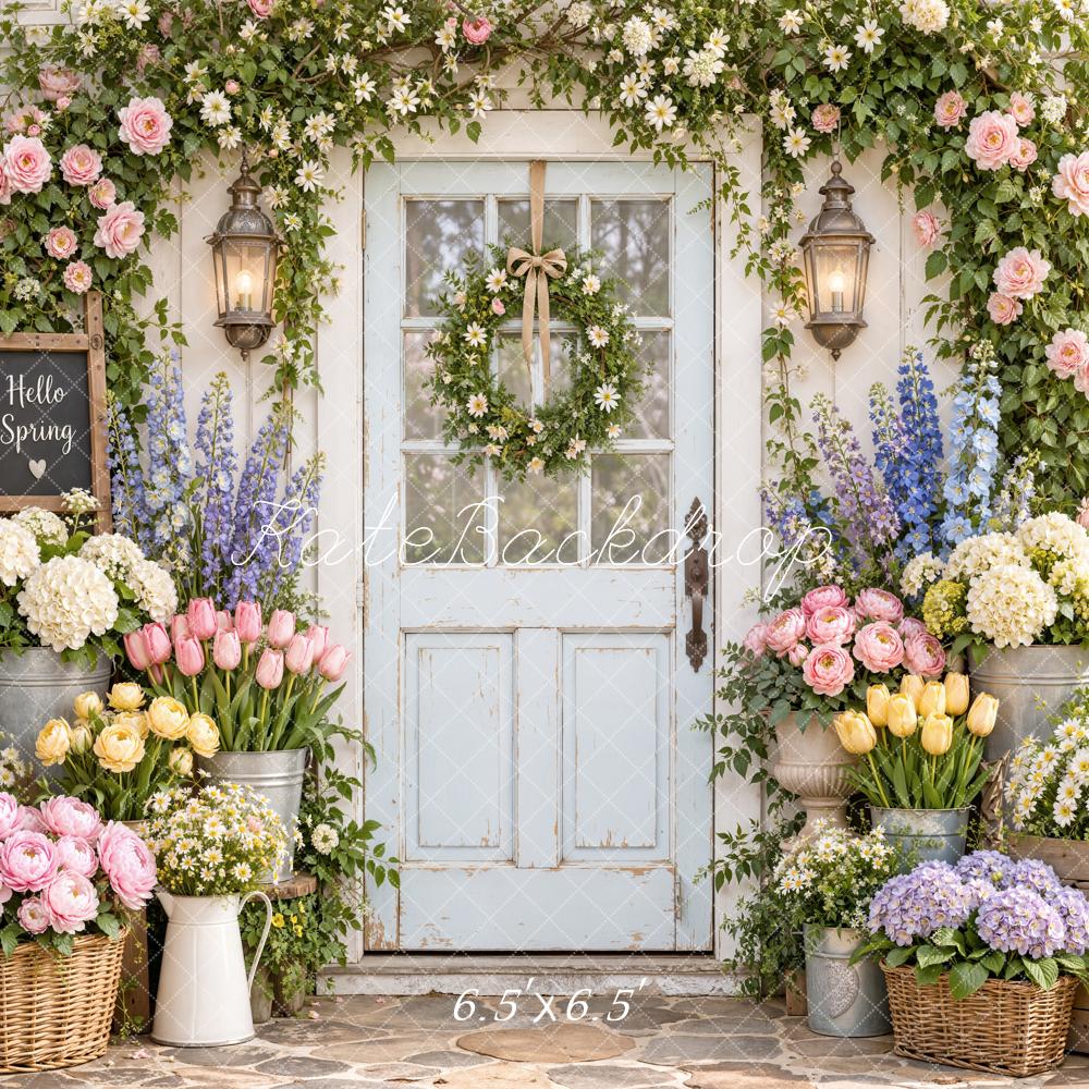 Kate Spring Flower Doorway Arch Vintage White Printed Backdrop Designed by Emetselch